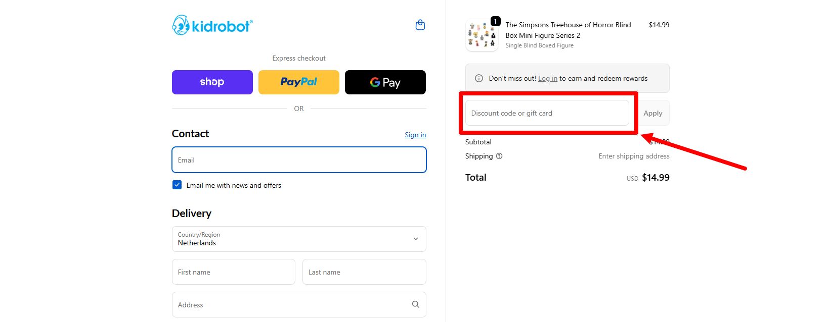 “How to apply a Kidrobot promo code”